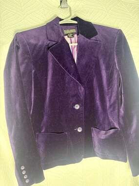 Rafaella Purple Velvet Blazer Stretch Cotton Jacket Size 6